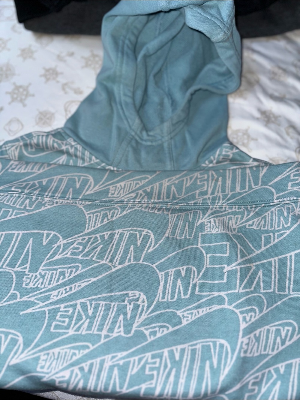 Champion Kids Hoodie in Light Teal with White Logo Print